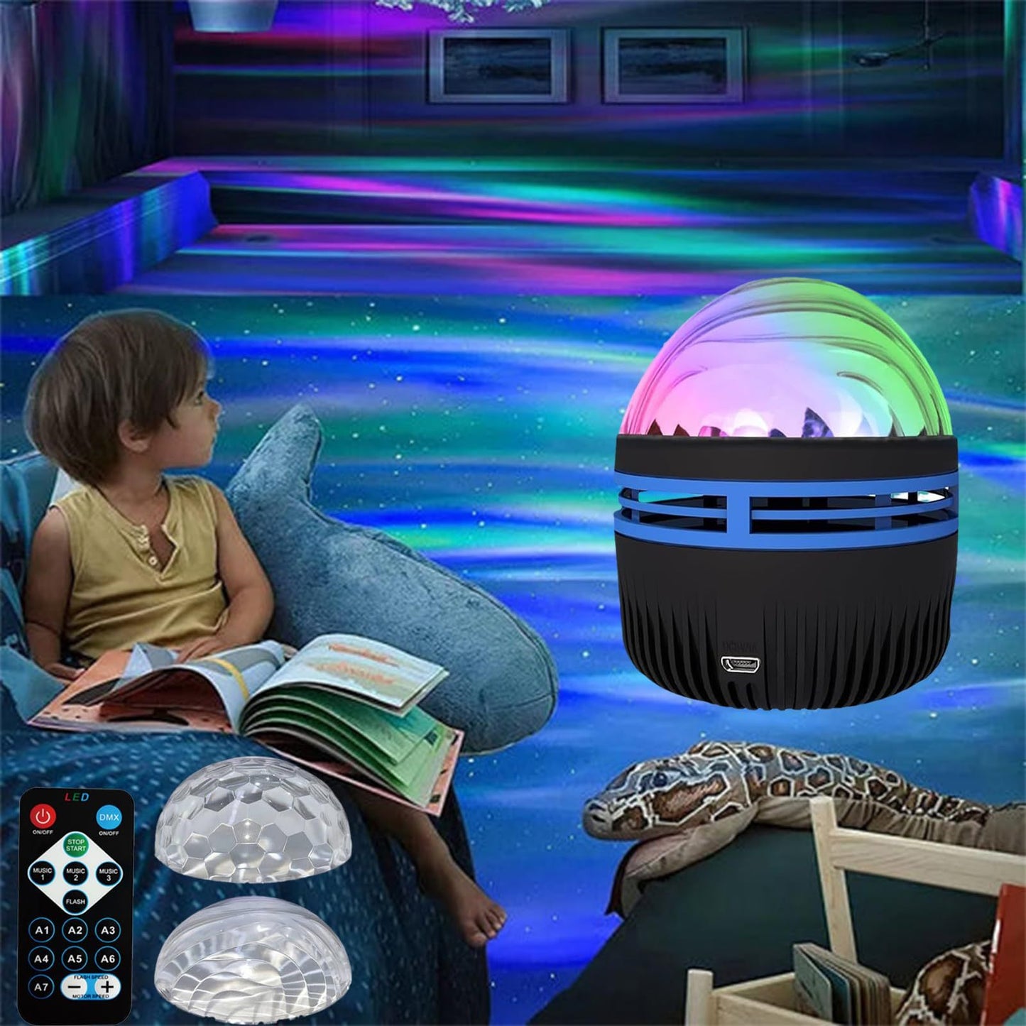 Projetor LED Galaxy Rotativo – Iluminação Atmosférica para Quarto, Festas e Eventos