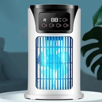 Mini Ar Condicionado Portátil com Ventilador Multiuso, Umidificador de 300ml, Luz LED, USB e Bivolt