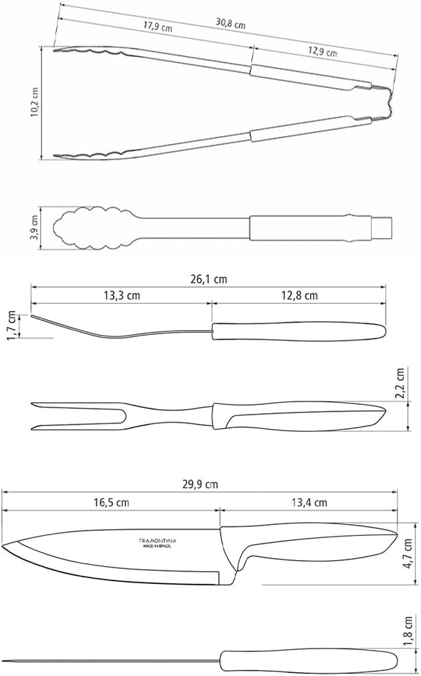 Kit Churrasco 3 Peças Tramontina Plenus 23498449 Marrom