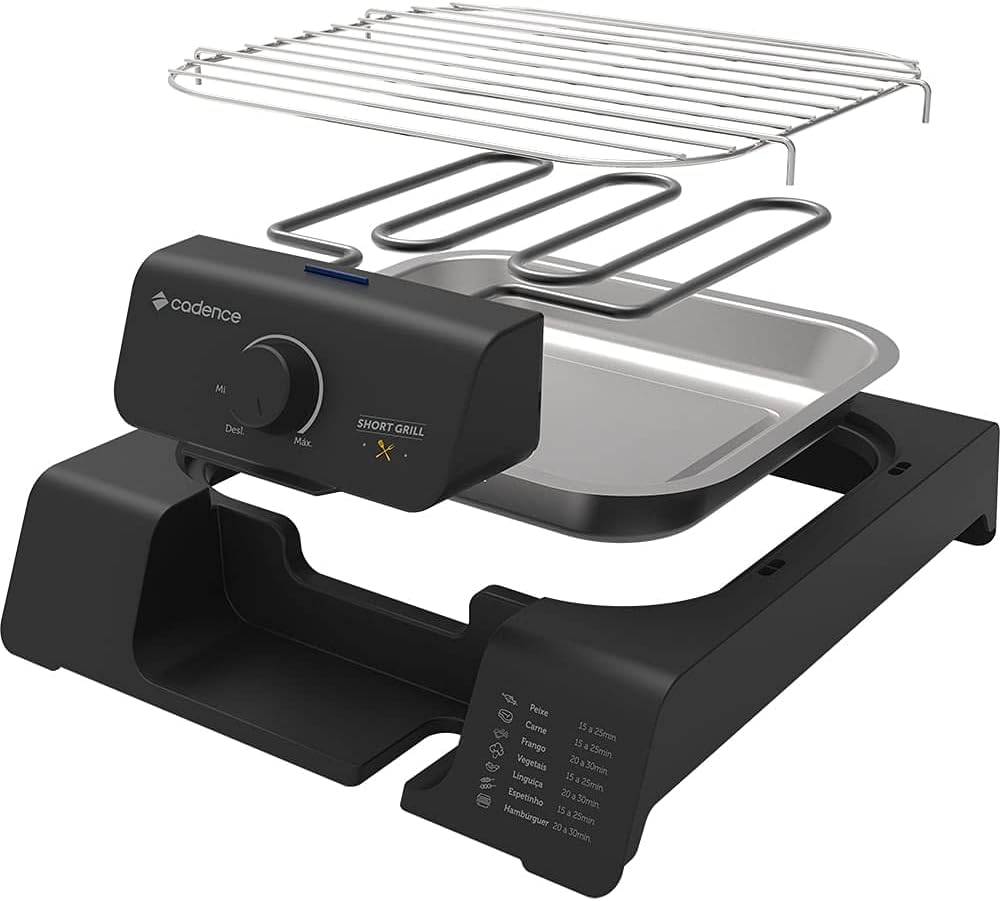 Churrasqueira Grill Eletrica Cadence Short, 1200W, Preto, 220V, GRL805