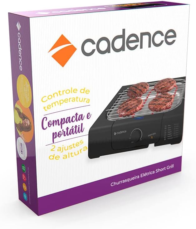 Churrasqueira Grill Eletrica Cadence Short, 1200W, Preto, 220V, GRL805