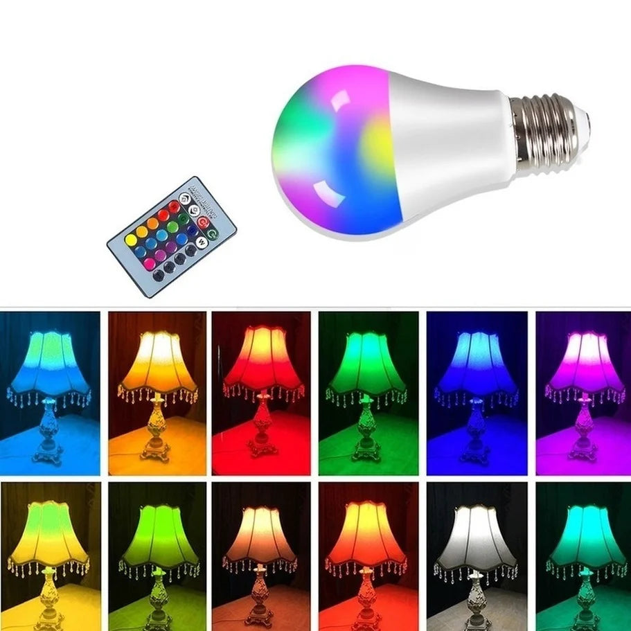 E27 LED RGB Spotlight Bulb with IR Remote Control - 4W, 10W, 15W, AC 85-265V, Smart Home Decor Lighting