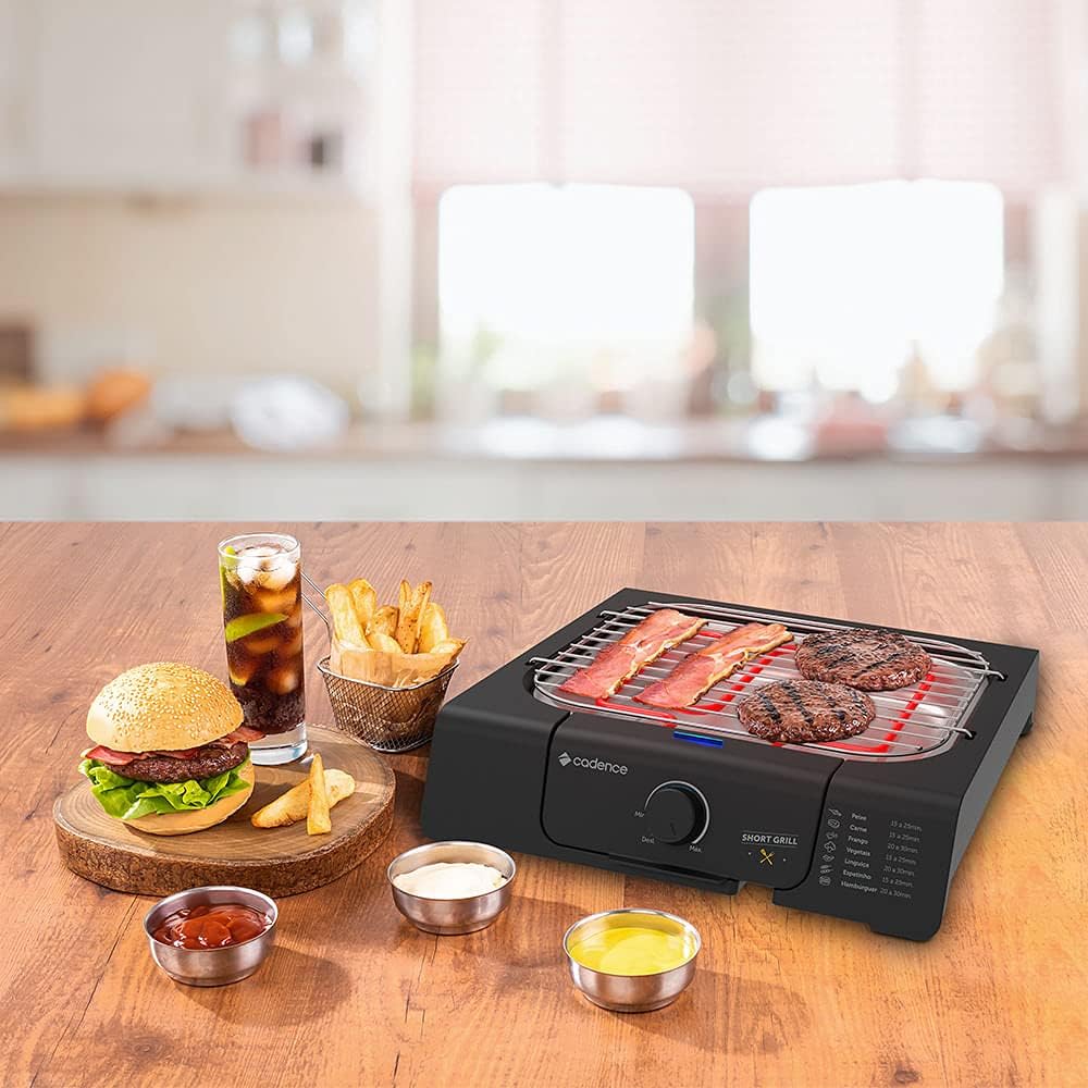 Churrasqueira Grill Eletrica Cadence Short, 1200W, Preto, 220V, GRL805