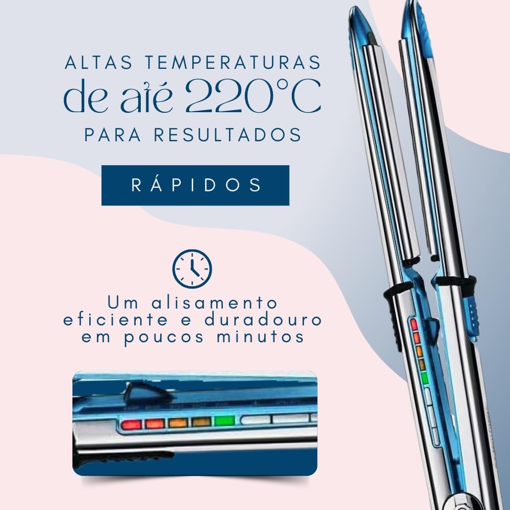 Chapinha Prancha Alisadora 220 Graus 2 Em 1 Liso e Cacheado Tecnologia Titanium Para Escovas Progressivas e Alisamentos Bivolt 110v e 220v Modelo 1197 Univerza