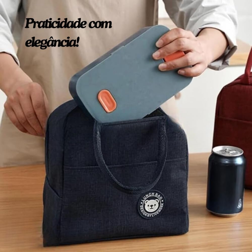 Bolsa Termica Com Alça Marmita Lancheira Marmiteira Academia Dieta Trabalho Passeios Escola Feminina Masculina PREMIUM (Azul)