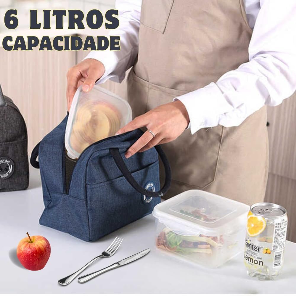 Bolsa Termica Com Alça Marmita Lancheira Marmiteira Academia Dieta Trabalho Passeios Escola Feminina Masculina PREMIUM (Azul)