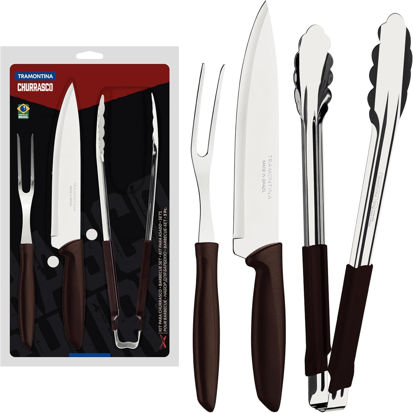 Kit Churrasco 3 Peças Tramontina Plenus 23498449 Marrom