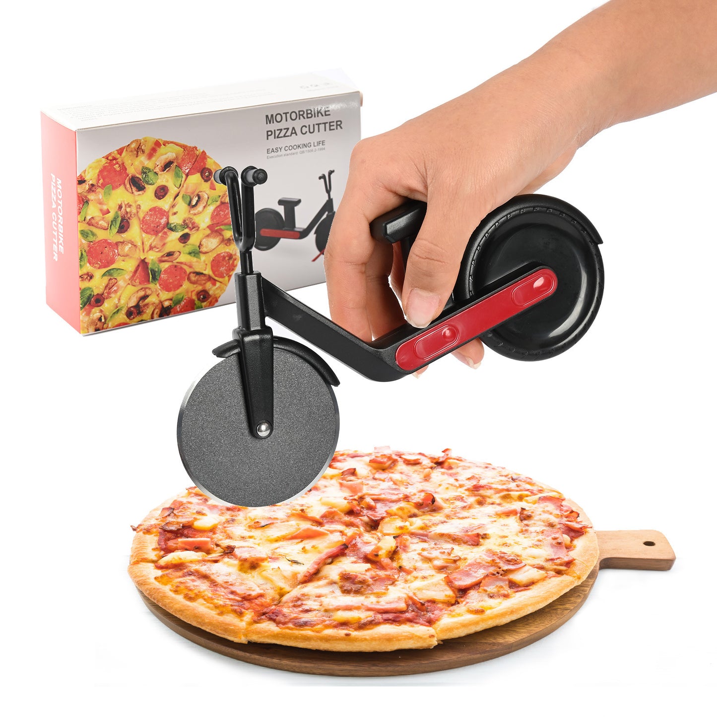 Cortador de Pizza Criativo em Aço Inoxidável – Rolo Duplo para Massas, Biscoitos e Fondant