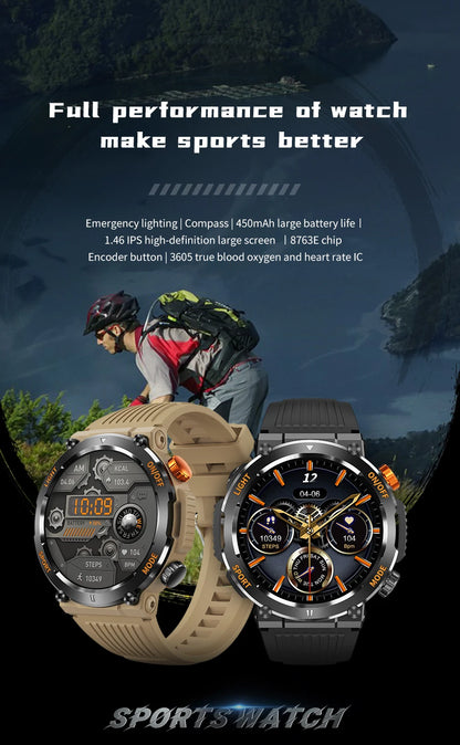 Relógio Smartwatch Outdoor HT17 – LED, Bússola, Bluetooth e Monitor de Saúde