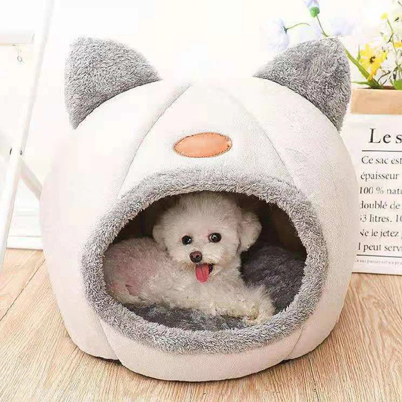 Cama Gato com Design de Tenda Aconchegante para Gatos e Cães de Pequeno Porte