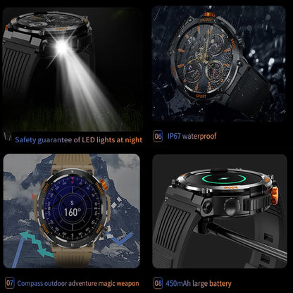 Relógio Smartwatch Outdoor HT17 – LED, Bússola, Bluetooth e Monitor de Saúde