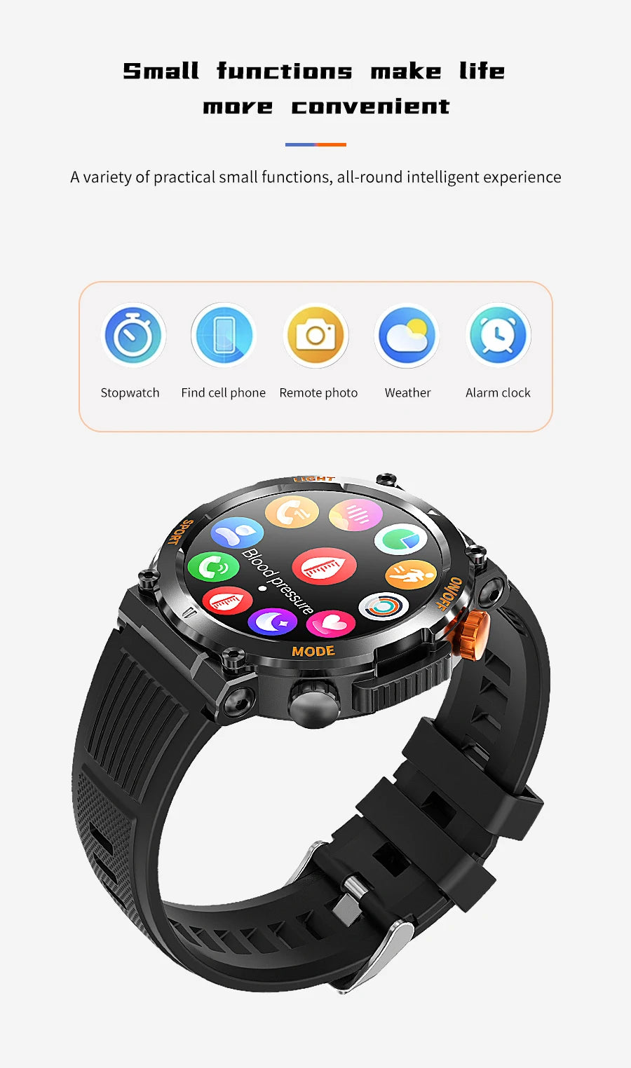 Relógio Smartwatch Outdoor HT17 – LED, Bússola, Bluetooth e Monitor de Saúde