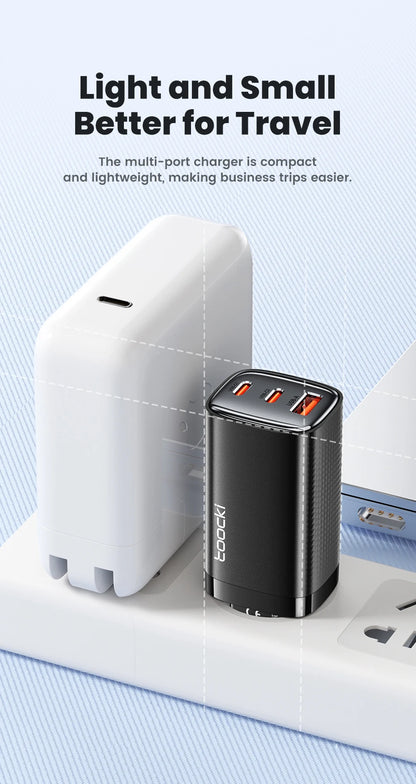 Carregador GaN 67W Toocki – PD 3.0 e Quick Charge para iPhone, Samsung e Mais