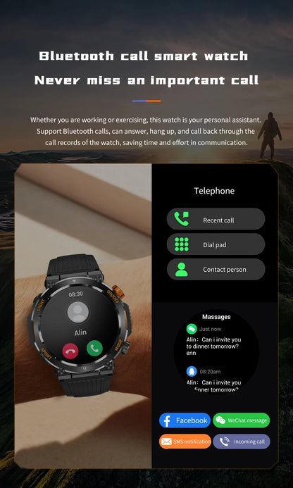 Relógio Smartwatch Outdoor HT17 – LED, Bússola, Bluetooth e Monitor de Saúde